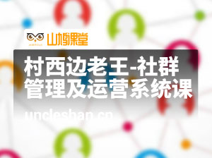 村西边老王·社群管理及运营系统课，价值899元